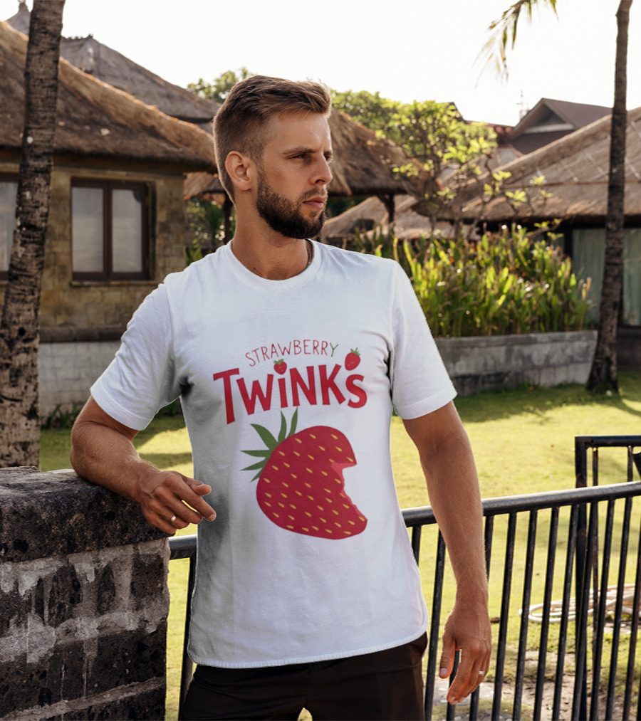 Strawberry Twinks With Bitten Strawberry Motif T-Shirt
