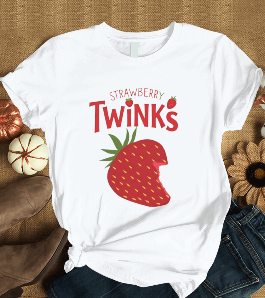 Strawberry Twinks With Bitten Strawberry Motif T-Shirt