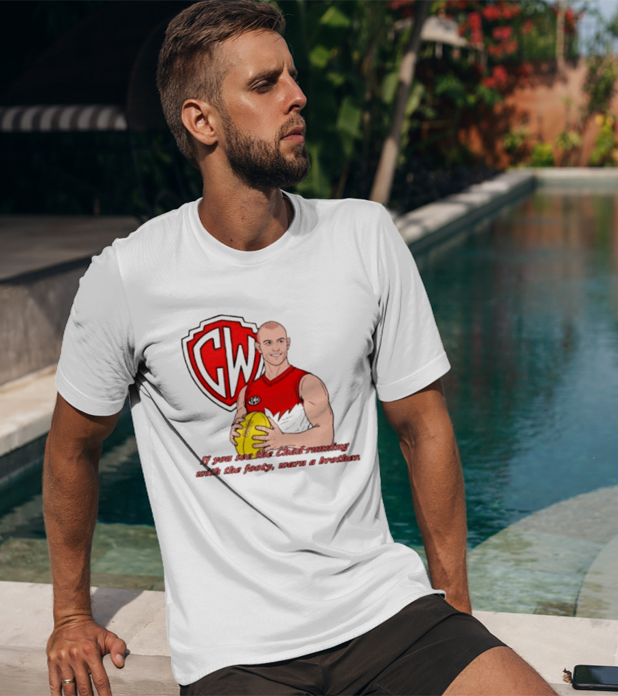 The Chad Running Footy Warn A Brother CW AFL T-Shirt