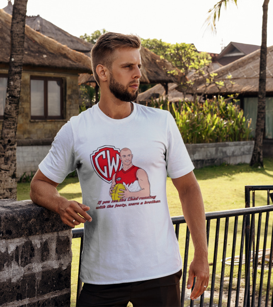 The Chad Running Footy Warn A Brother CW AFL T-Shirt