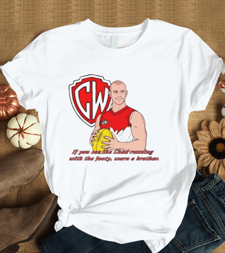 The Chad Running Footy Warn A Brother CW AFL T-Shirt