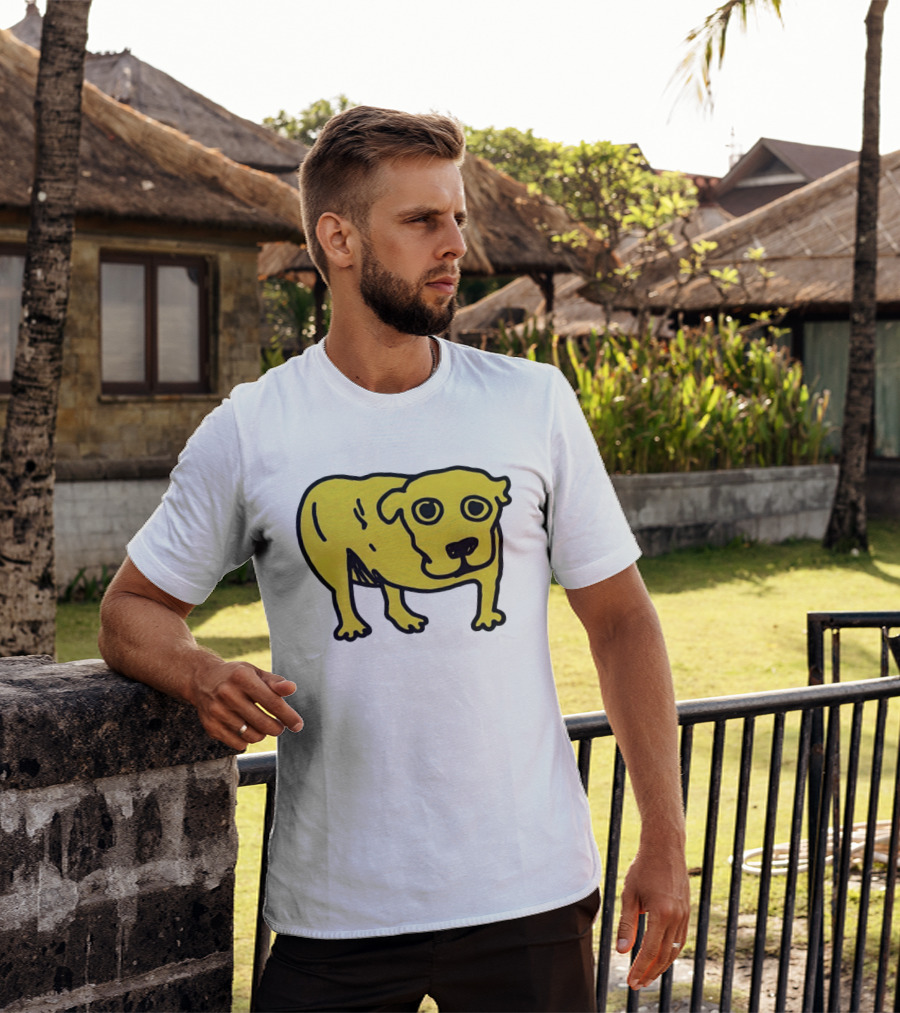 Tripod Aic Dog Drawing Yellow T-Shirt