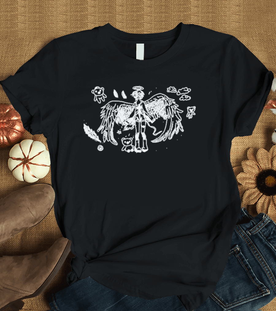 Angeltype Angel Wings And Clouds Fantasy Drawing T-Shirt