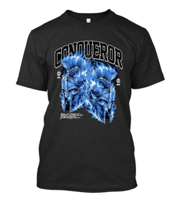 Conqueror Spartan Helmets Blue Fire Blaze T-Shirt