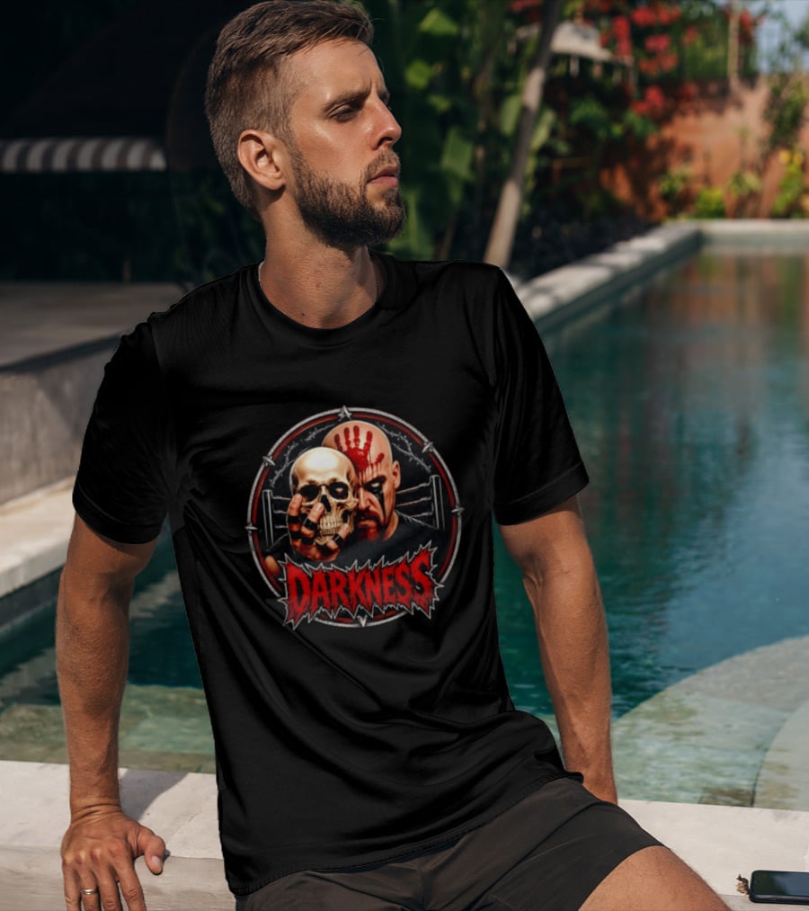Darkness Skull Face Paint Handprint Barbed Wire Circle T-Shirt