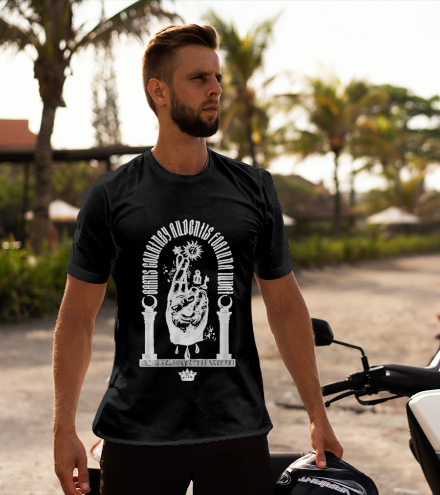 Barns Courtney Audentis Fortuna Iuvat Hand Symbol With Columns T-Shirt