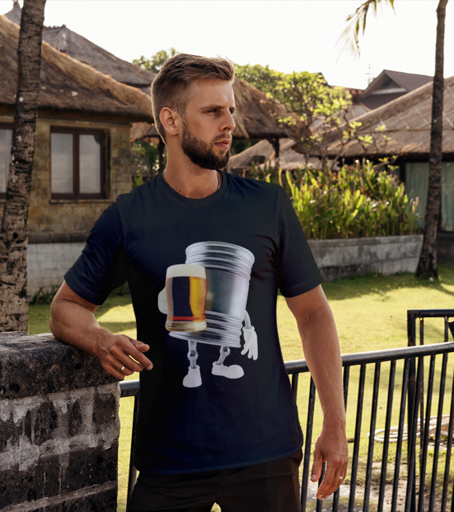 Beer Keg Holding Glass Character Meme T-Shirt