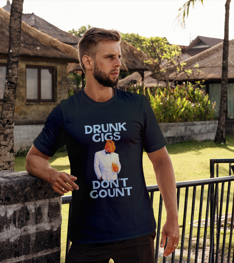 Drunk Gigs Don't Count Camel Smoking Beer In Tuxedo T-Shirt