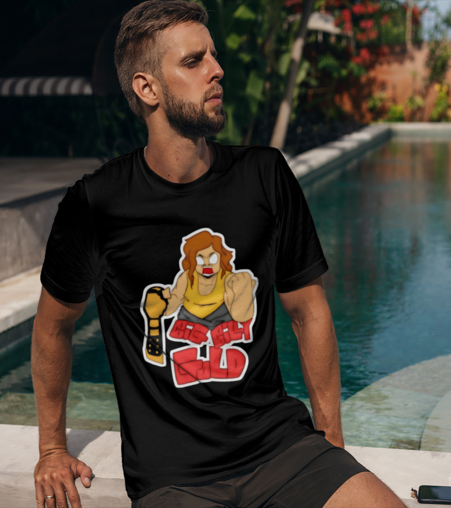 Big Billy Gold Wrestling Champion Belt Bold Cartoon T-Shirt