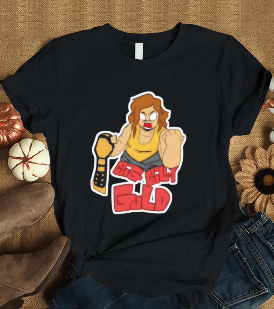 Big Billy Gold Wrestling Champion Belt Bold Cartoon T-Shirt
