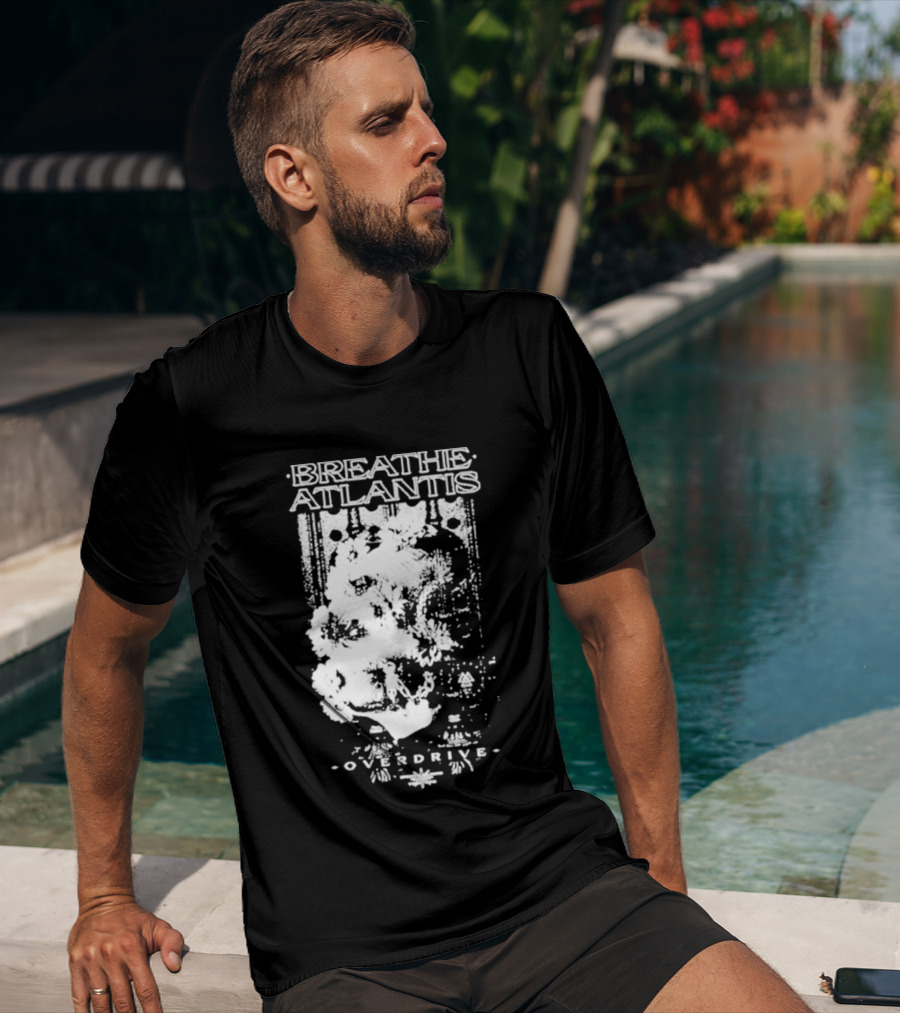 Breathe Atlantis Overdrive White Text And Skull T-Shirt
