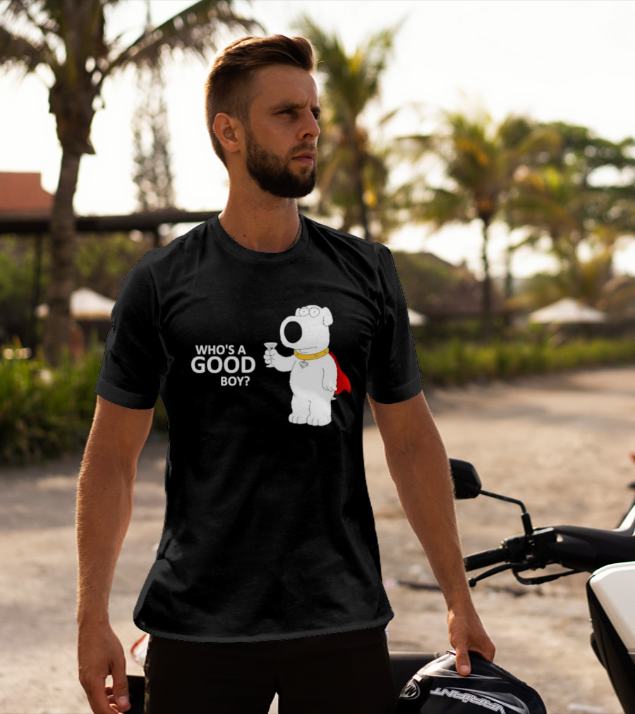 Brian Griffin Who's A Good Boy Family Guy Red Cape Martini T-Shirt