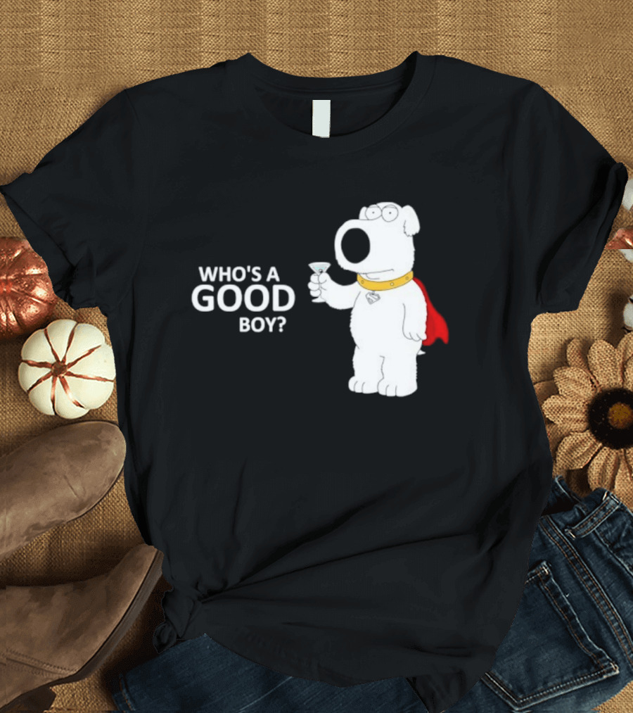 Brian Griffin Who's A Good Boy Family Guy Red Cape Martini T-Shirt