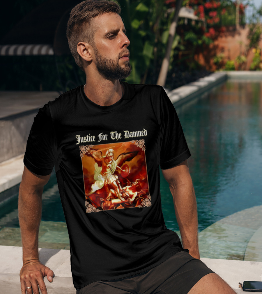 Justice For The Damned Metalcore Hardcore Knight And Fallen Angel Battle T-Shirt