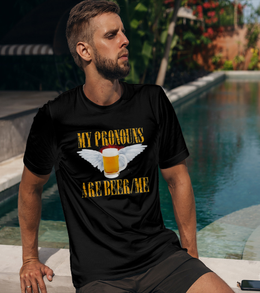 My Pronouns Are Beer Me Beer Angel Wings T-Shirt