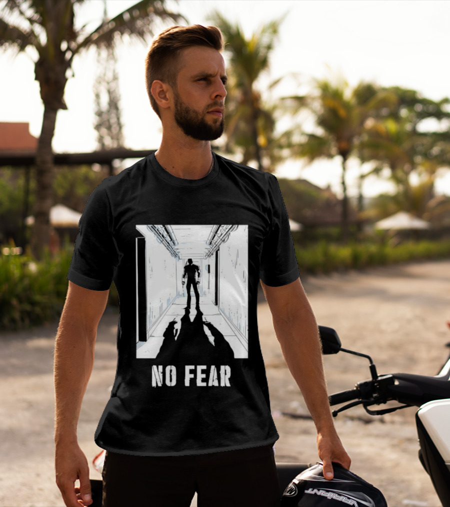 No Fear Courage Motivation Silhouette In Corridor T-Shirt