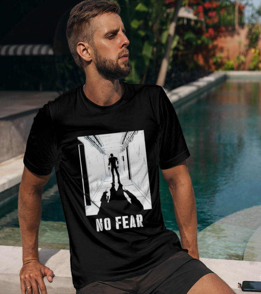 No Fear Courage Motivation Silhouette In Corridor T-Shirt