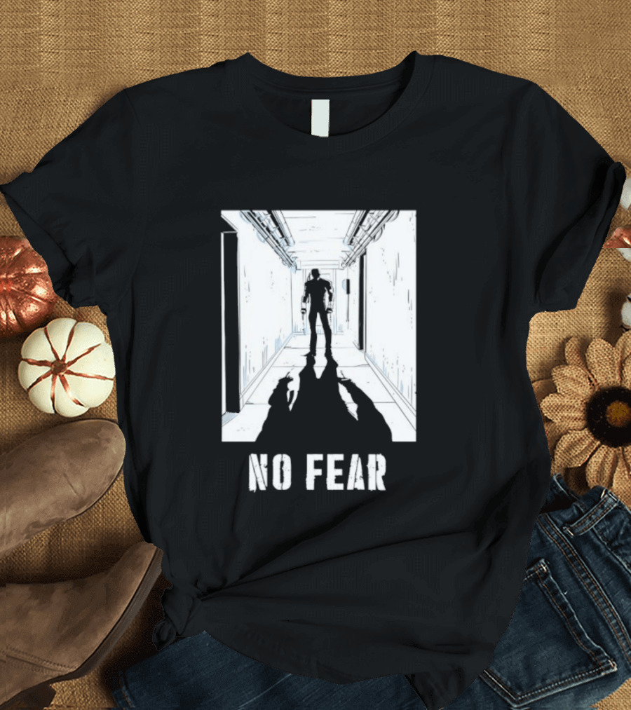 No Fear Courage Motivation Silhouette In Corridor T-Shirt