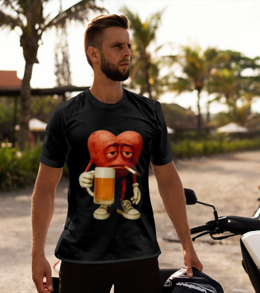 Your Heart Smoking Cigarette And Holding Beer In Sneakers T-Shirt
