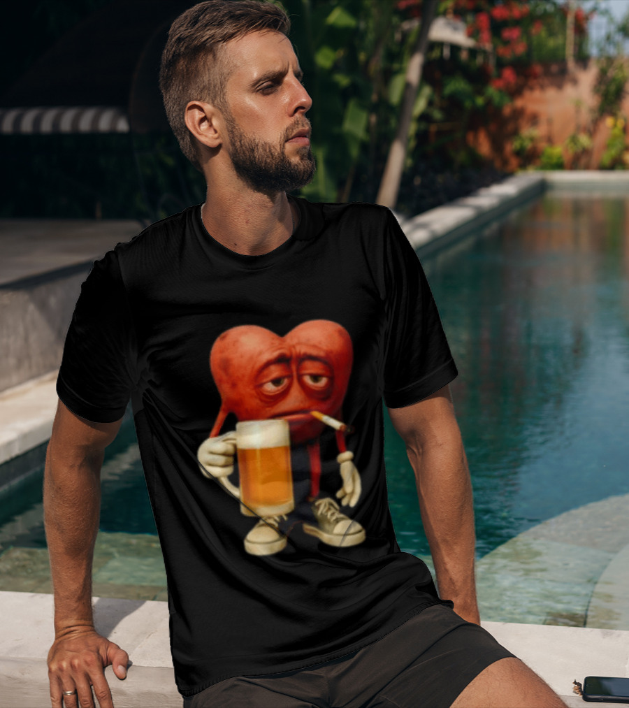 Your Heart Smoking Cigarette And Holding Beer In Sneakers T-Shirt