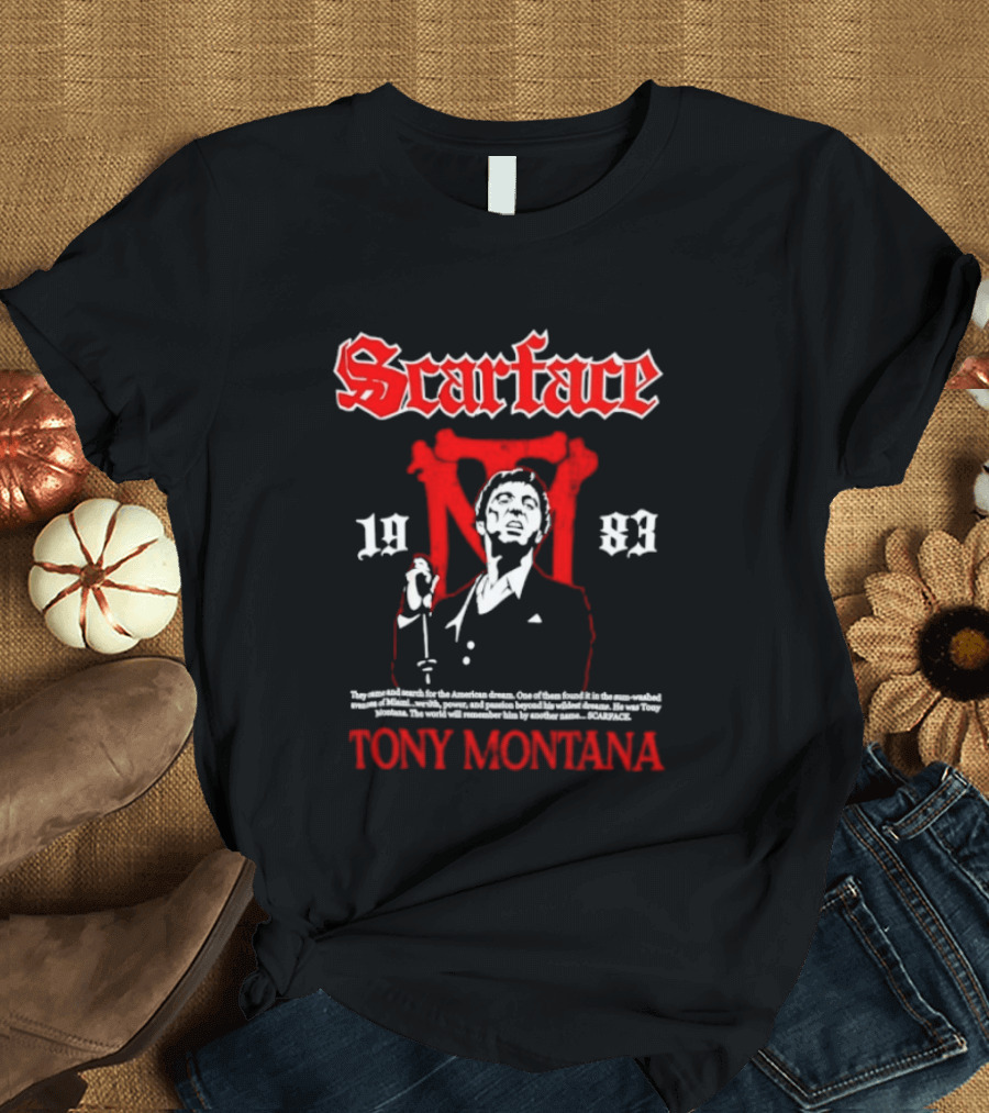Scarface 1983 Tony Montana American Dream Red White T-Shirt
