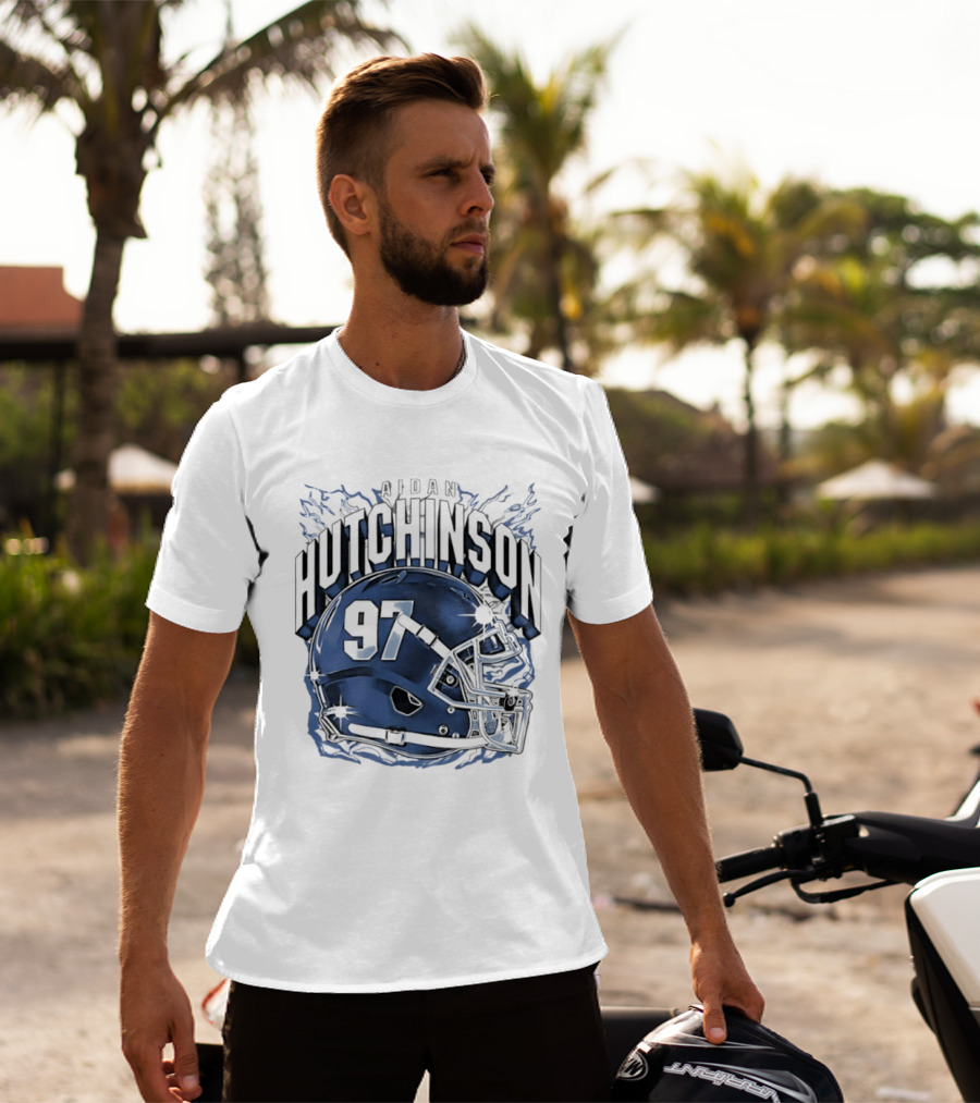 Aidan Hutchinson 97 Detroit Lions Football Helmet T-Shirt