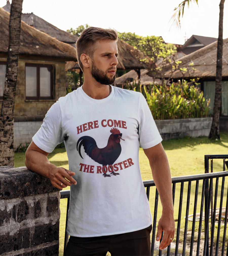 Here Come The Rooster Sunglasses Chicken T-Shirt