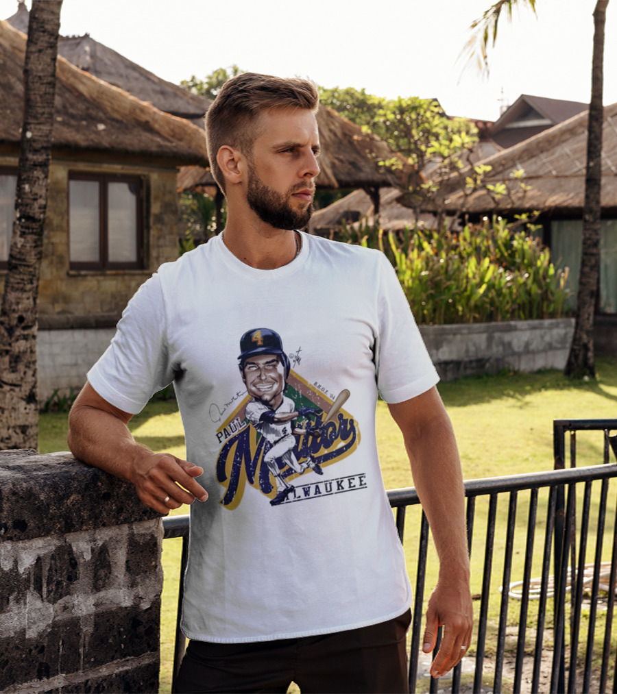 Paul Molitor Milwaukee Brewers Number 4 Bruce Stark Caricature HOF T-Shirt