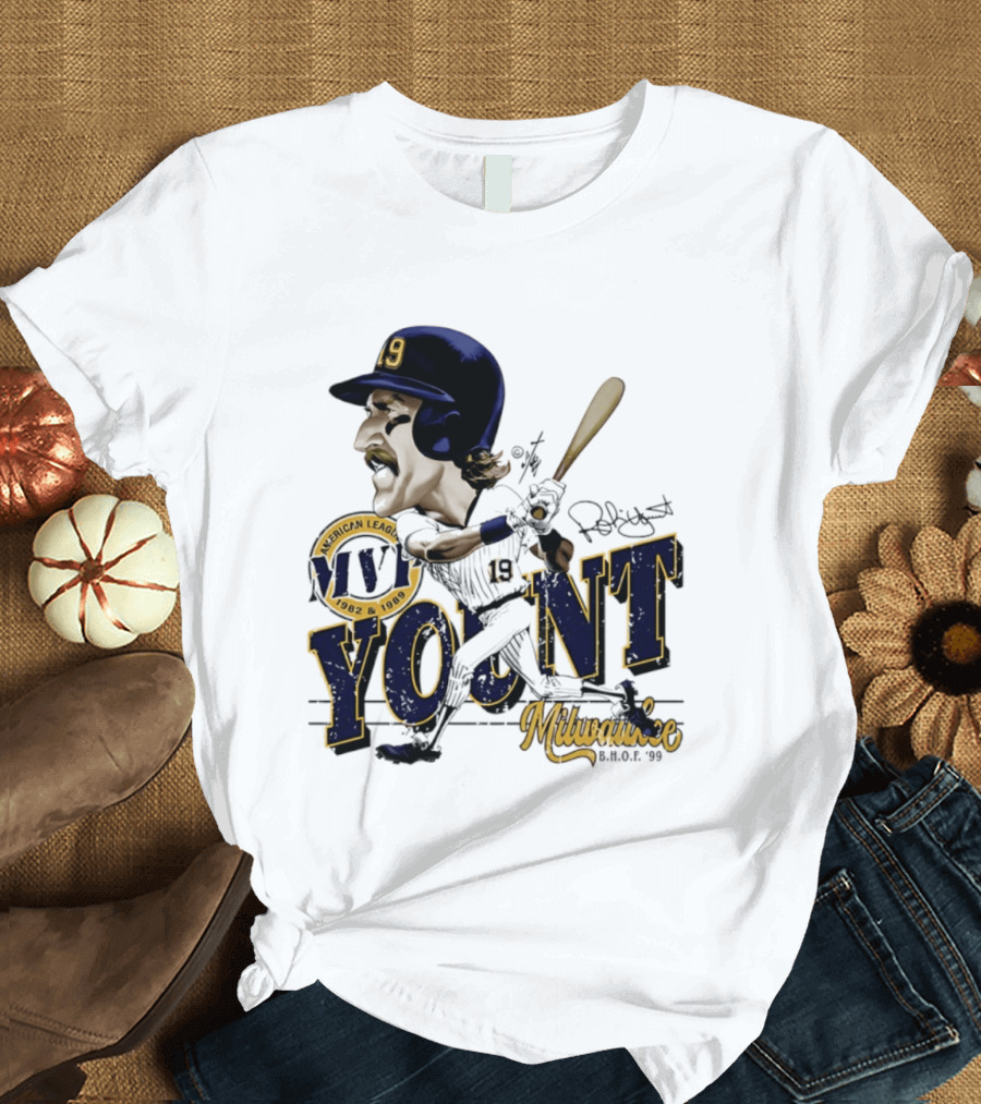 Robin Yount Milwaukee MVP American League 1982 1989 Milwaukee B.O.C. '90 T-Shirt