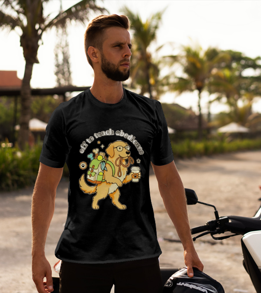 Off To Teach Obedience Golden Retriever Trainer Hiking Adventure T-Shirt