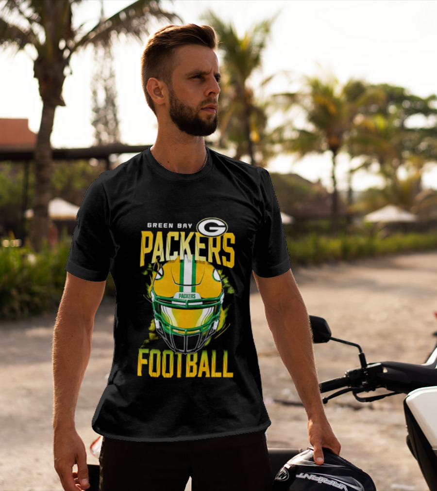 Green Bay Packers Football Helmet Packers Football T-Shirt
