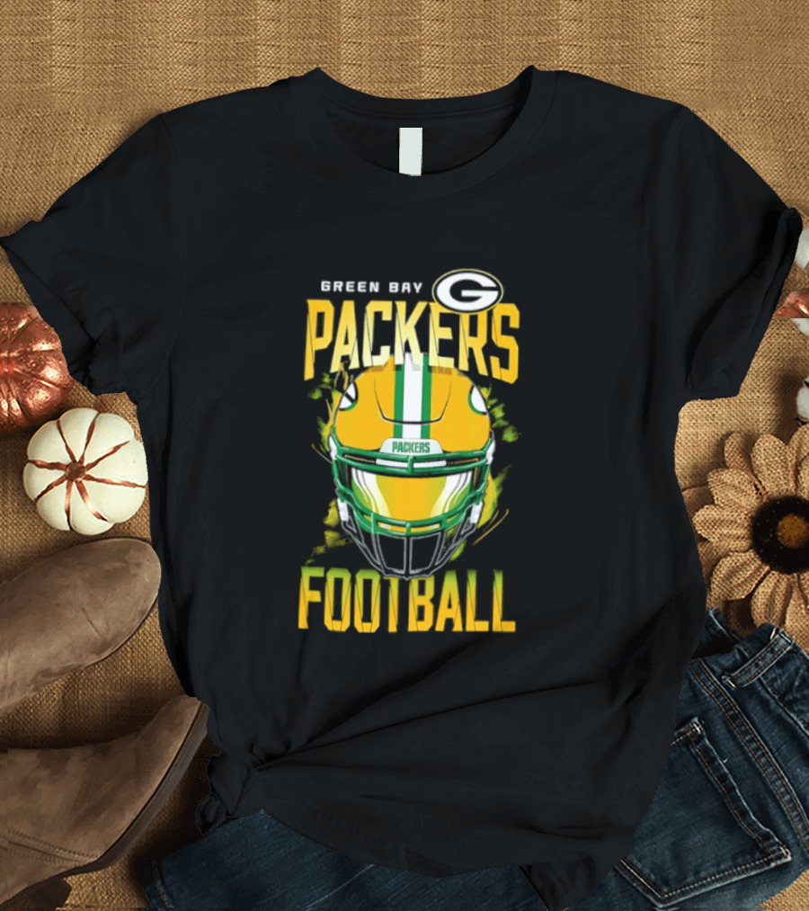 Green Bay Packers Football Helmet Packers Football T-Shirt