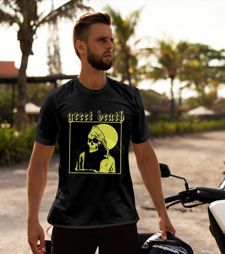 Greet Death Grim Reaper Band Alternative Rock Skeleton Halo T-Shirt