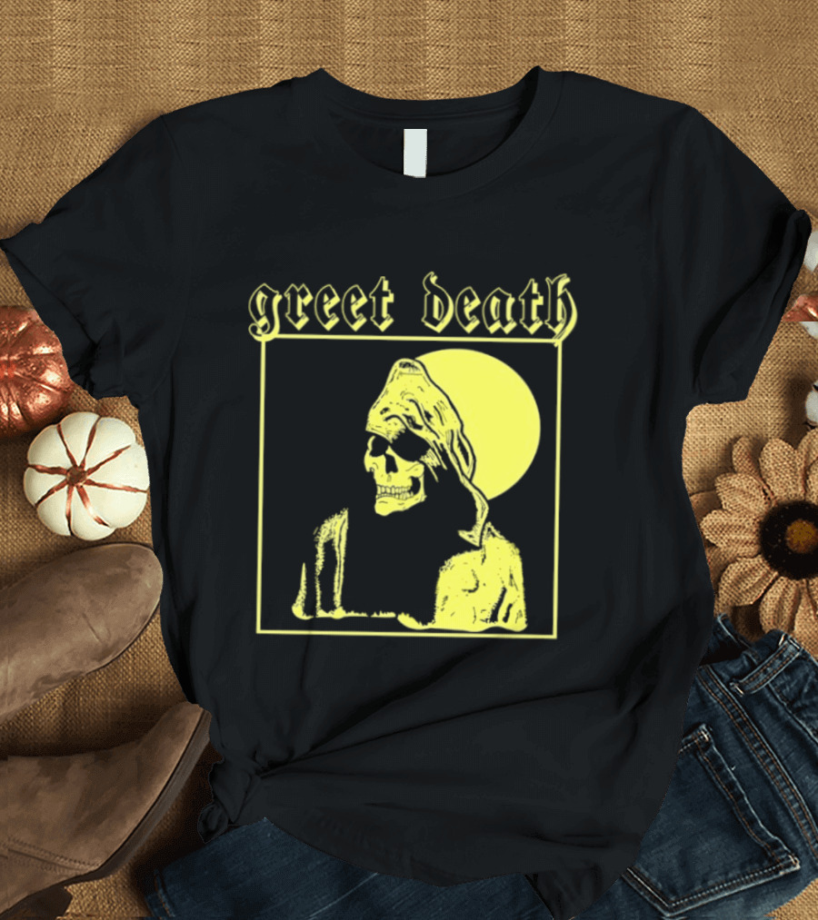 Greet Death Grim Reaper Band Alternative Rock Skeleton Halo T-Shirt