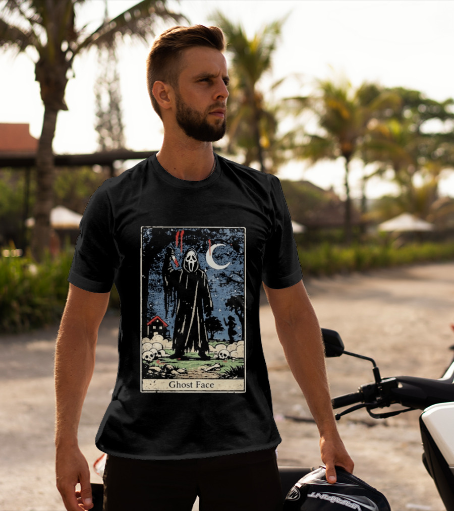 Ghost Face Scream Changes Tarot Card Crossover Halloween Horror Villain T-Shirt