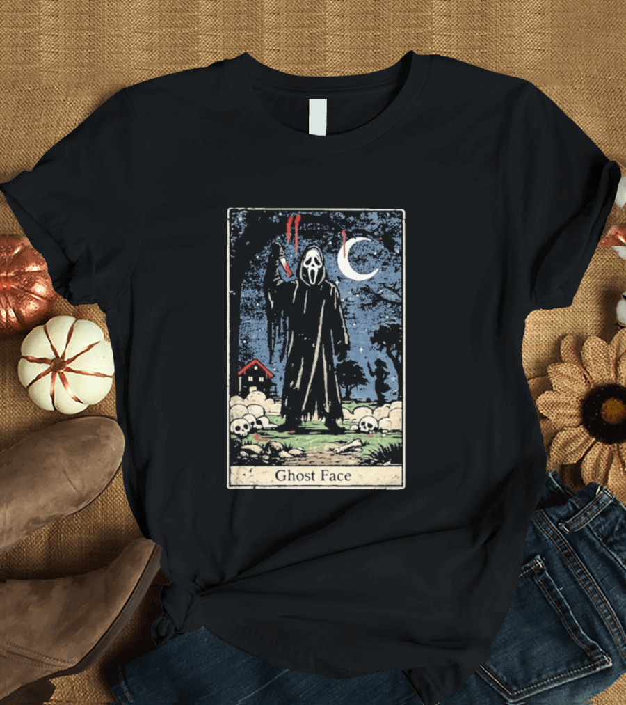 Ghost Face Scream Changes Tarot Card Crossover Halloween Horror Villain T-Shirt