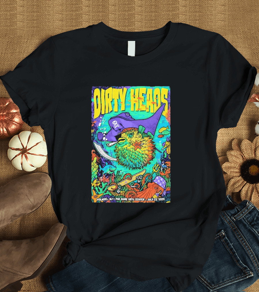 Dirty Heads Holmdel NJ July 23 2026 PNC Bank Arts Center Pirate Theme Ocean Creatures T-Shirt