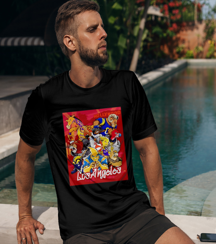 Los Angeles Legends Hollywood Sports Mashup With Dodgers Lakers Kings Rams And Clippers T-Shirt