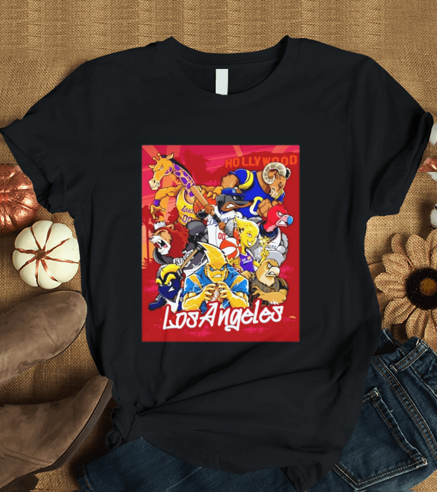 Los Angeles Legends Hollywood Sports Mashup With Dodgers Lakers Kings Rams And Clippers T-Shirt