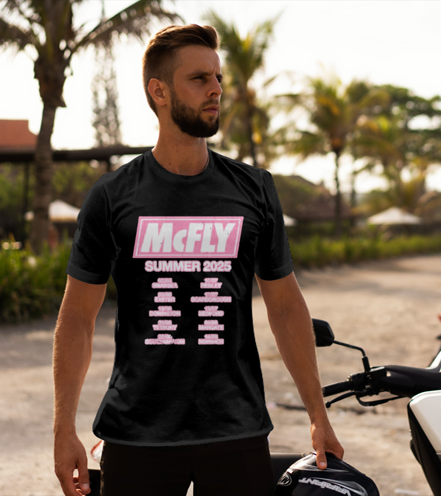 McFly Summer 2025 Tour Dates Swansea Exeter Donington Tetbury Southampton Henley Scarborough Bedford Margate Norwich T-Shirt