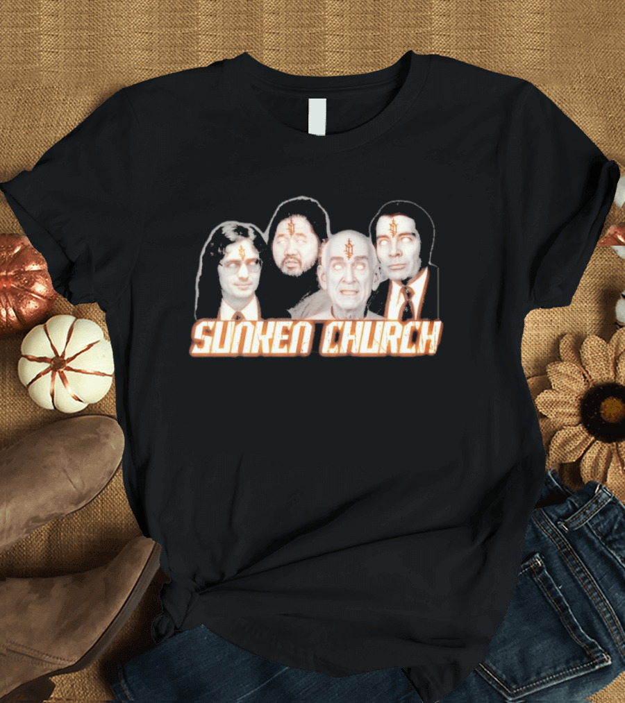 Ouija Macc Sunken Church With Four Figures And Symbol On Foreheads T-Shirt