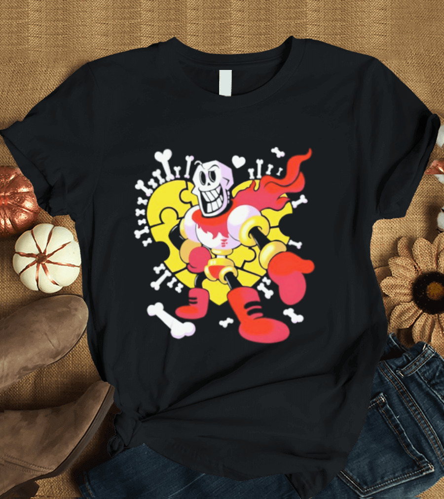 Papyrus Bonetrousle 10th Anniversary Undertale Puzzle Heart Skeleton T-Shirt