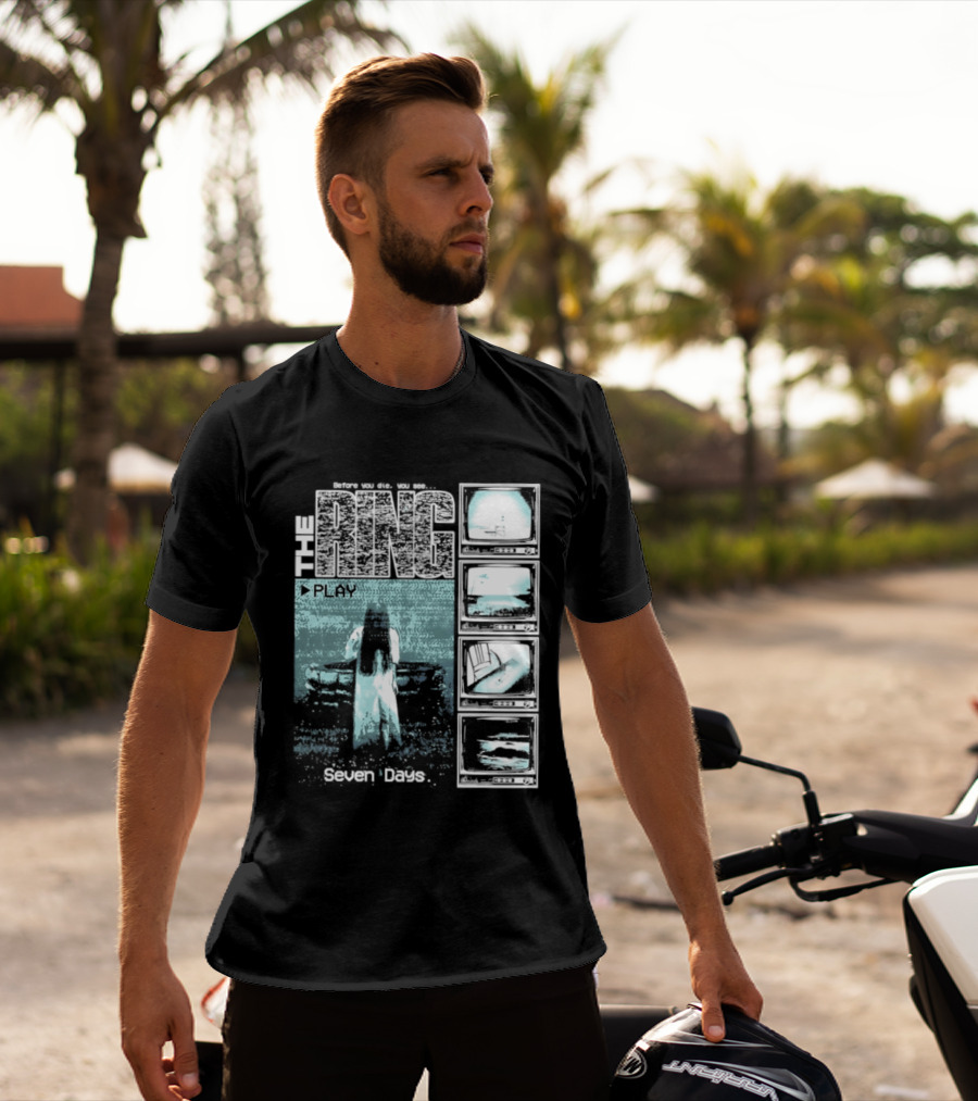 The Ring Seven Days Play Tape Iconic Horror Movie Scene T-Shirt