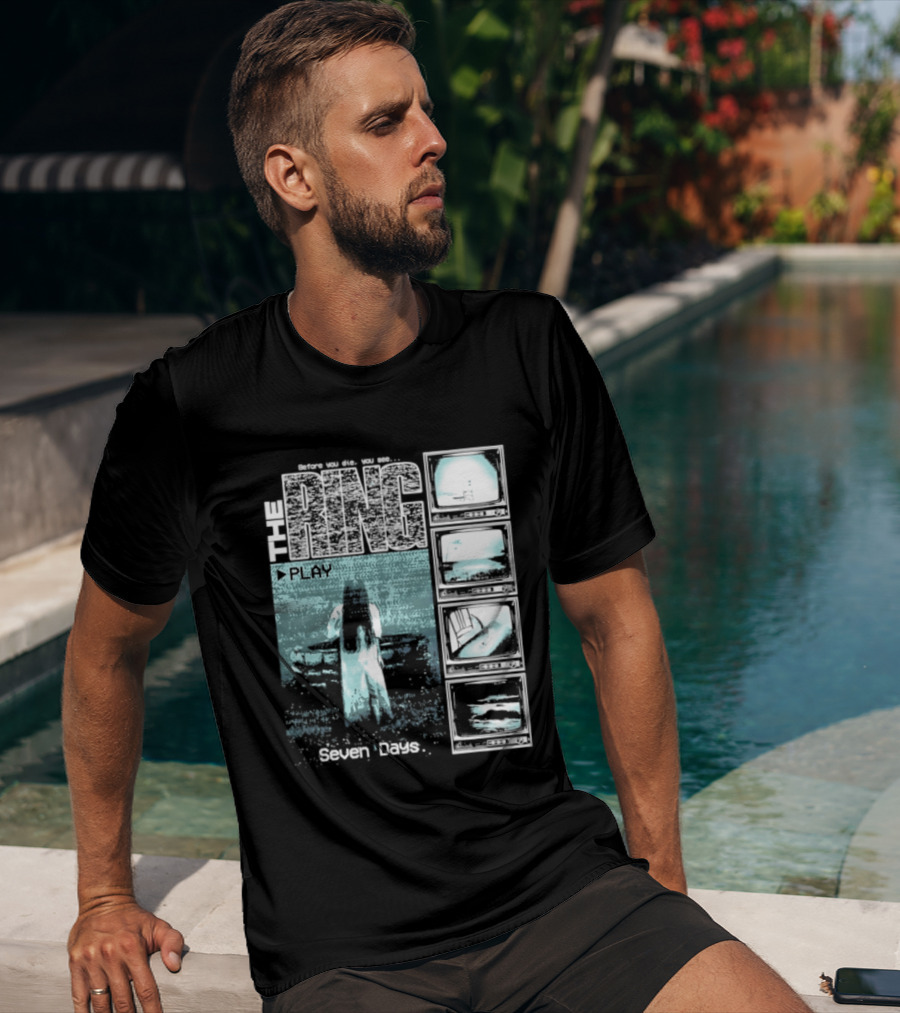 The Ring Seven Days Play Tape Iconic Horror Movie Scene T-Shirt