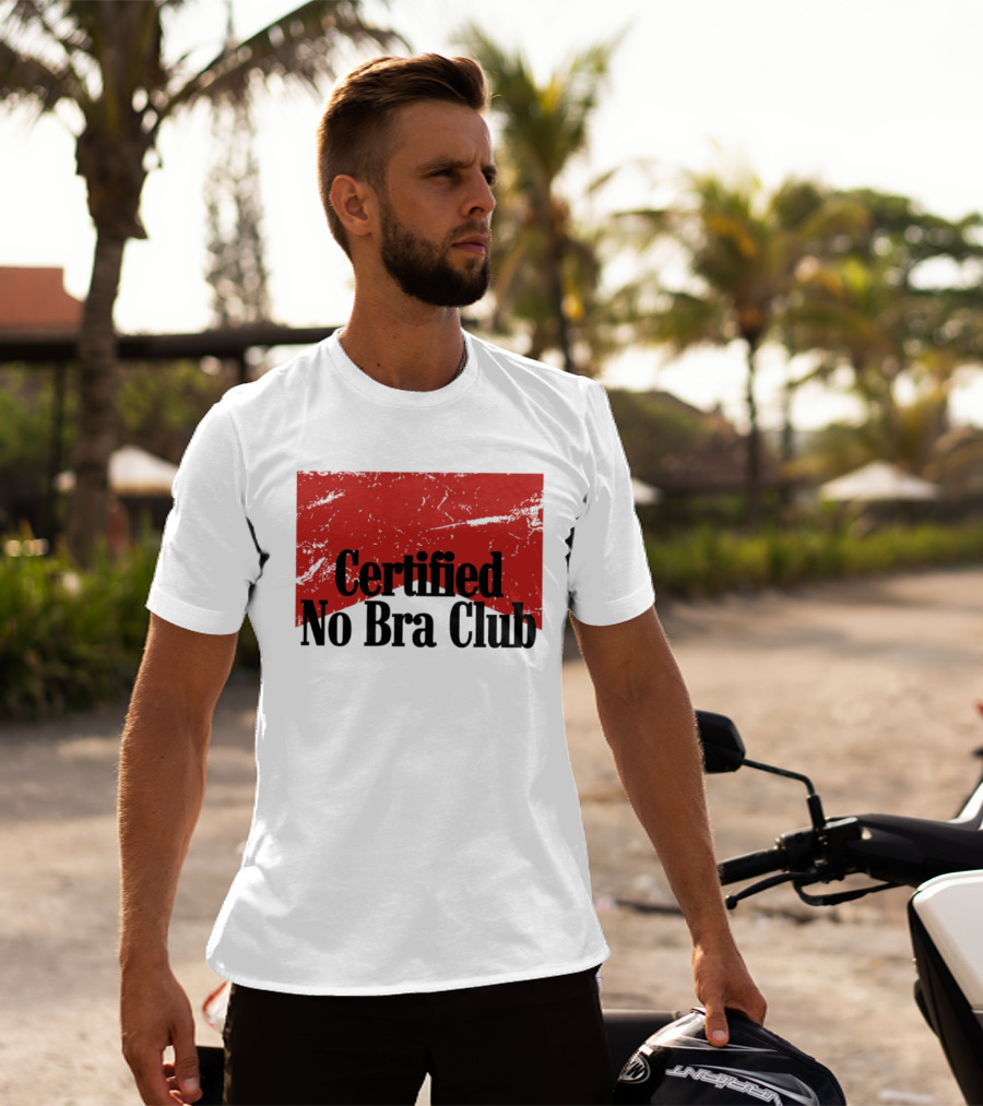 Certified No Bra Club Marlboro Parody Red Banner T-Shirt