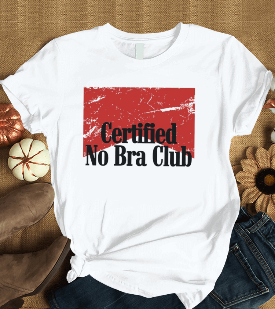 Certified No Bra Club Marlboro Parody Red Banner T-Shirt