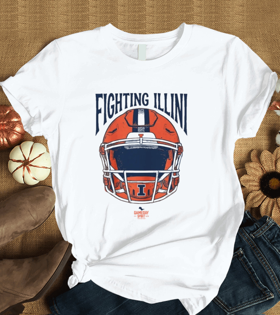 Fighting Illini 2026 Game Day Helmet Illinois Football T-Shirt