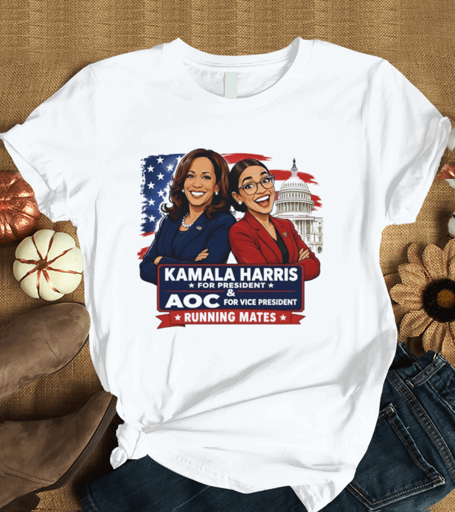 Kamala Harris For President AOC Vice President Running Mates Capitol T-Shirt