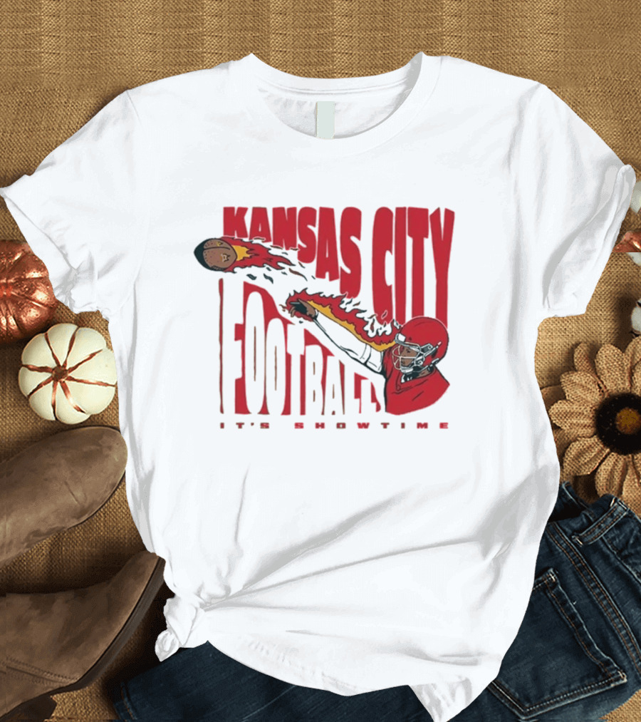 Kansas City Football It's Showtime Quarterback Fireball Pass T-Shirt