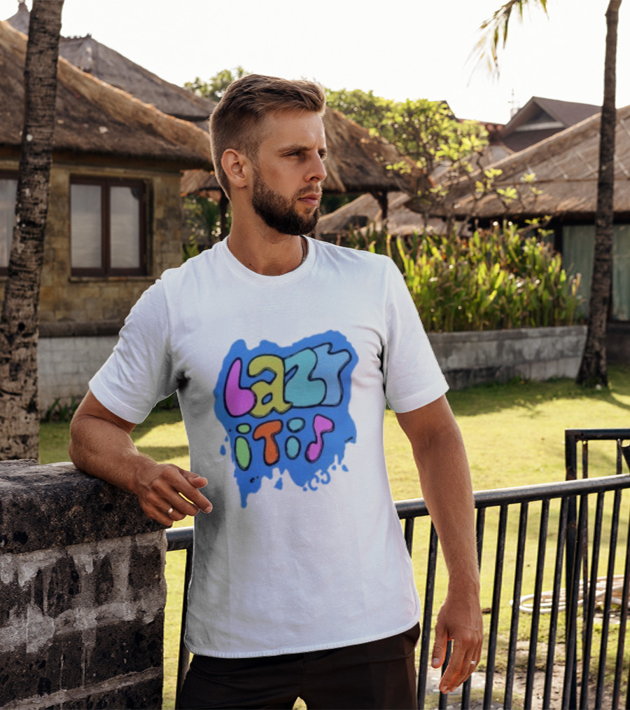 Lazy It Is Colorful Drip Graphic Blue Paint Splatter T-Shirt